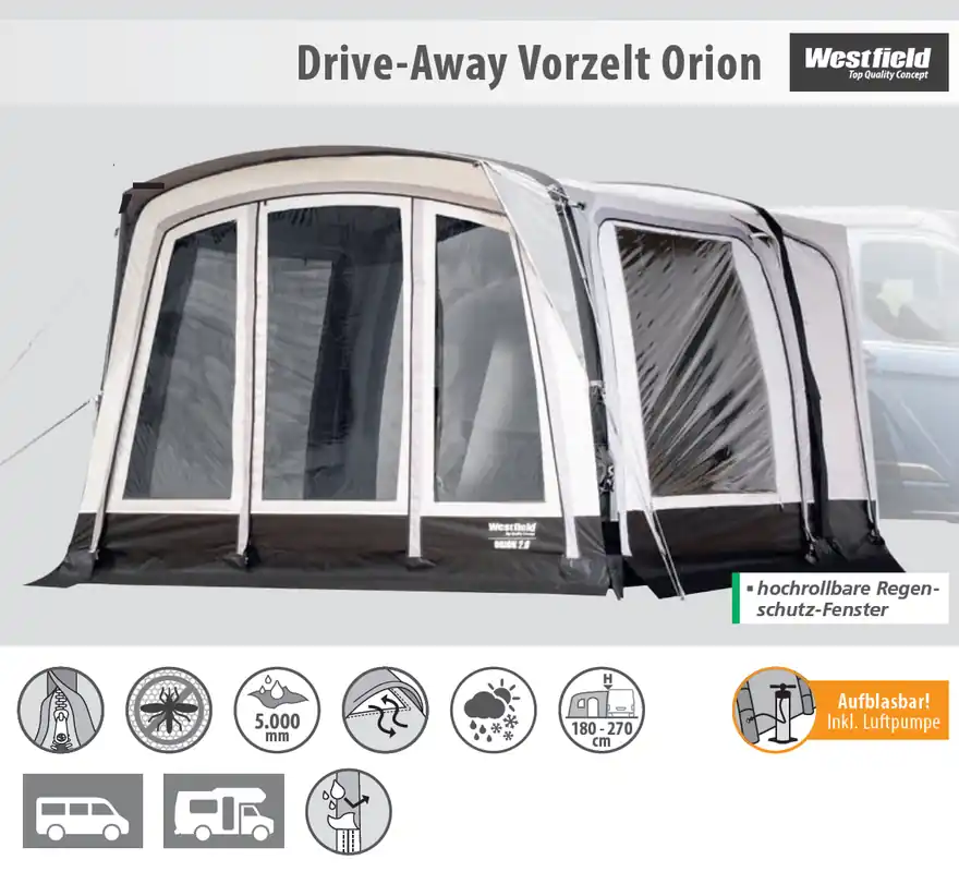 Vapaasti seisova Etuteltta Orion korkeuden 180 - 270 cm n välille Vain Rajoitetun Ajan