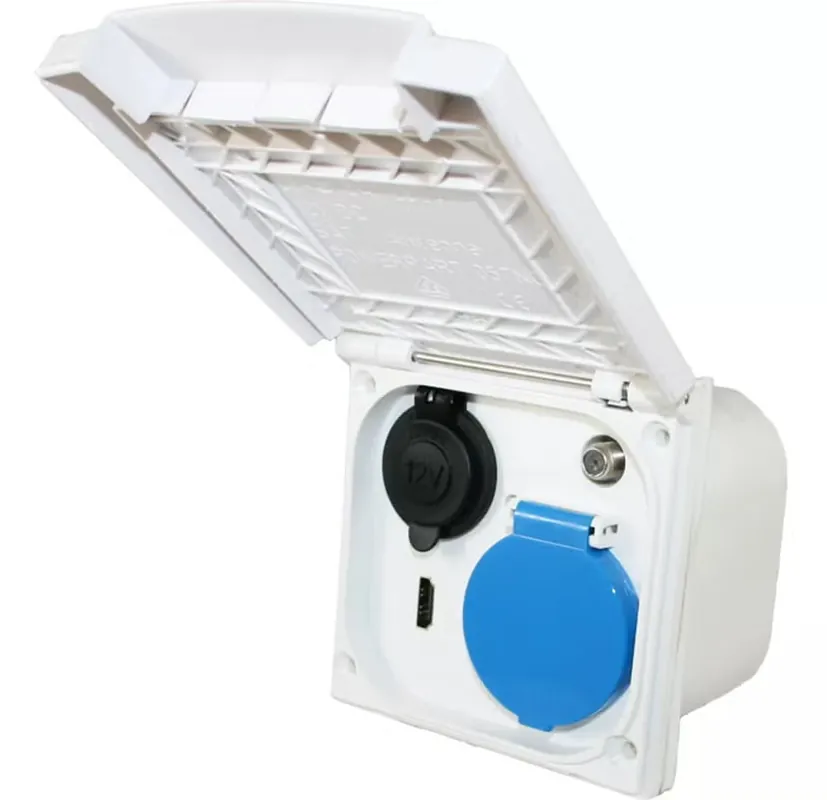 Kampanjahinta Haba ESB-3 ulkopistorasia HDMI, 12V / 230V / SAT, valkoinen