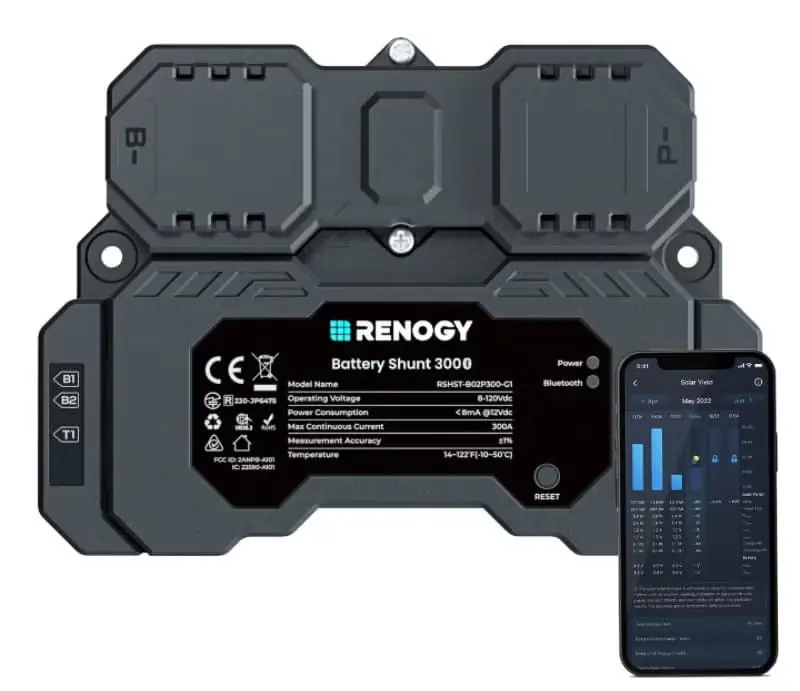 Päivän Tarjous Renogy Battery Shunt 300 akkuvalvontamittari Bluetooth-shuntilla