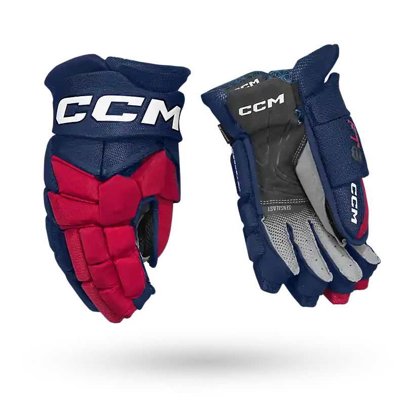 Turvallinen Maksu CCM Jetspeed FT8 JR Jääkiekkohanskat - Navy/Red/White