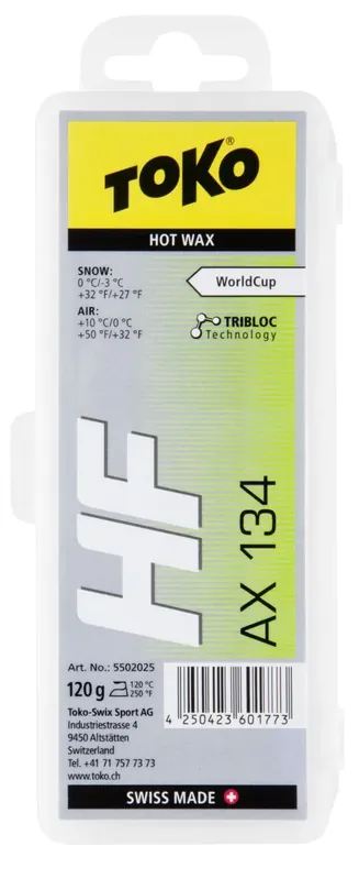TOKO HF Hot Wax AX134 0°...-3°C, 120g Tarjoushinta