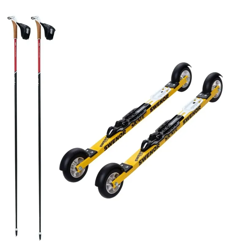 Nopea Toimitus Swenor Aluminium Skate rollerskis/ Rottefella bindings + Swix Roadline 2 poles